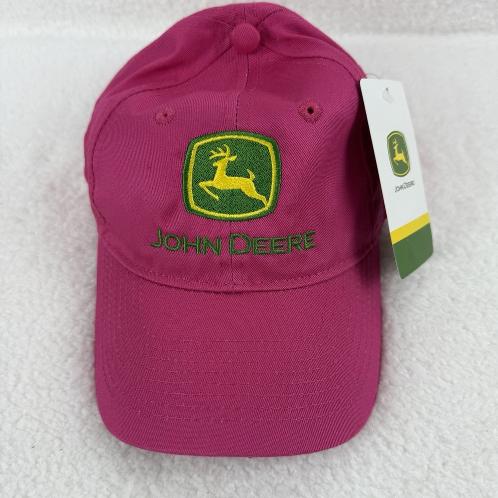 John Deere Pink Adjustable Strapback Hat Baseball Cap Logo NEW NWT
